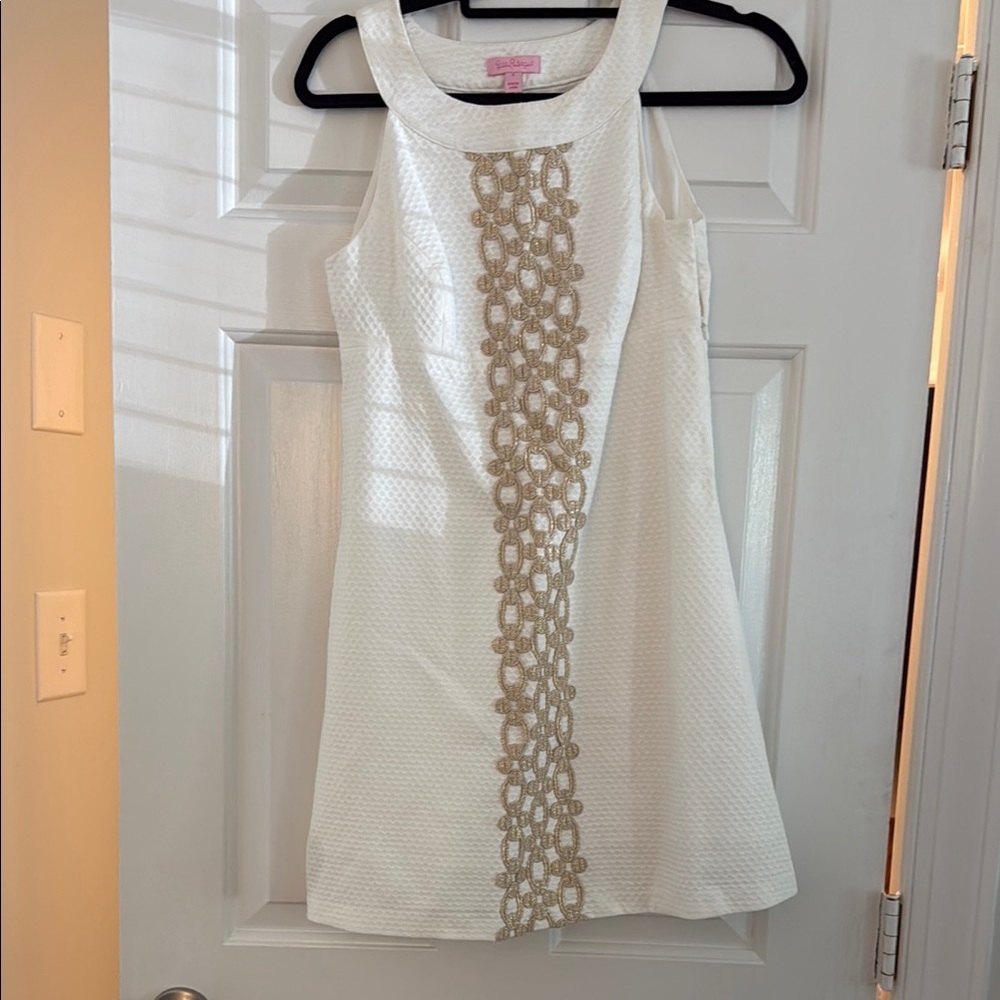 Lilly Pulitzer White and Gold Dress